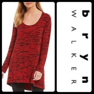 bryn WALKER Red & Black Tunic Top  - Sz M